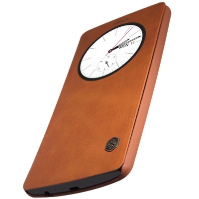 Prabangus „Nillkin“ Qin serijos rudas odinis atverčiamas LG G4 (H815) dėklas / Priedai.lt