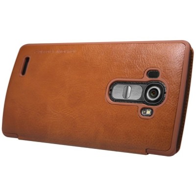 Prabangus „Nillkin“ Qin serijos rudas odinis atverčiamas LG G4 (H815) dėklas / Priedai.lt