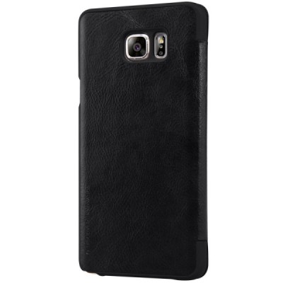 Prabangus „Nillkin“ Qin serijos juodas odinis atverčiamas Samsung Galaxy Note 5 (N920) dėklas / Priedai.lt
