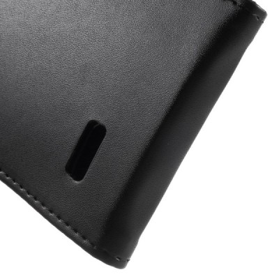 LG G4 (H815) klasikinis vertikaliai atverčiamas juodas odinis dėklas / Priedai.lt