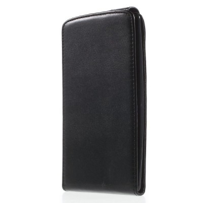 LG G Flex 2 (H955) klasisks ādas vertikāli atvēramais melns maciņš / Vacins.lv