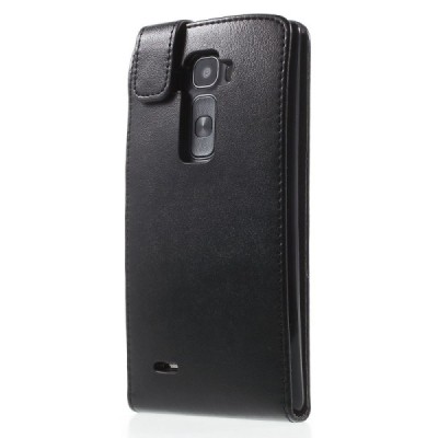 LG G Flex 2 (H955) klasisks ādas vertikāli atvēramais melns maciņš / Vacins.lv