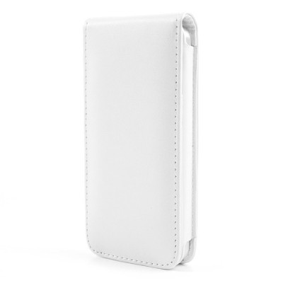 Vertikaliai atverčiamas baltas odinis Apple iPhone SE (5, 5s) dėklas (dėkliukas) / Priedai.lt