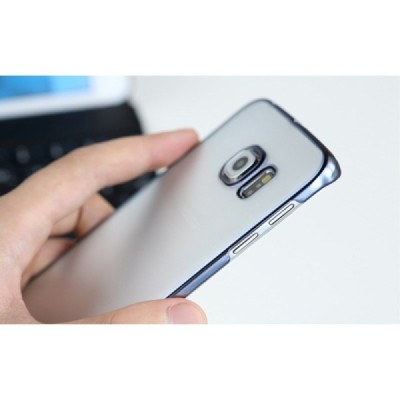 Samsung Galaxy S6 Edge (G925) Rock Neon plastikinis skaidrus permatomas mėlynas dėklas / Priedai.lt