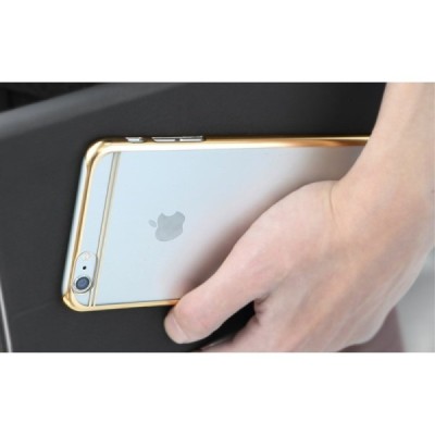 Apple iPhone 6 (6s) Rock Neon plastikinis skaidrus permatomas auksinis dėklas / Priedai.lt