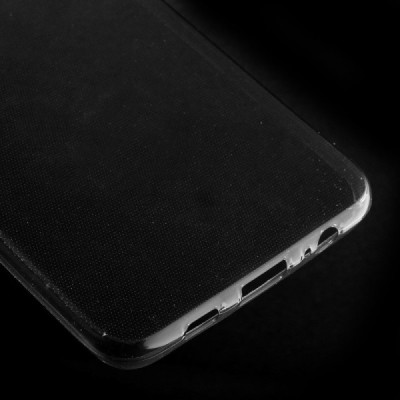 Samsung Galaxy S6 Edge+ Plus (G928) skaidrus (permatomas) kieto silikono TPU ploniausias pasaulyje pilkas dėklas / Priedai.lt