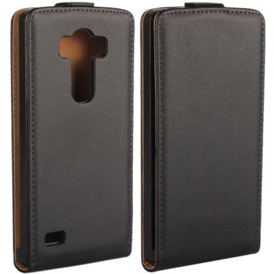 LG G4s (H735) klasisks ādas vertikāli atvēramais melns maciņš / Vacins.lv