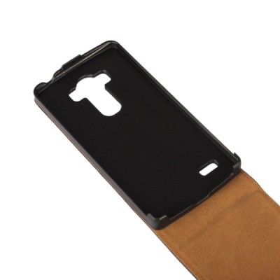 LG G4s (H735) klasisks ādas vertikāli atvēramais melns maciņš / Vacins.lv