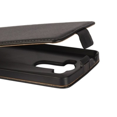 LG G4s (H735) klasisks ādas vertikāli atvēramais melns maciņš / Vacins.lv