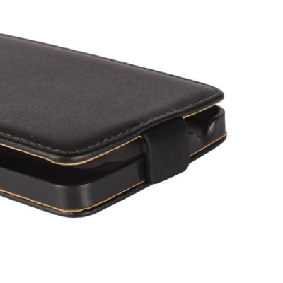 LG G4s (H735) klasisks ādas vertikāli atvēramais melns maciņš / Vacins.lv