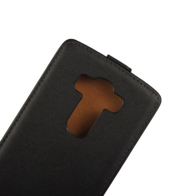 LG G4s (H735) klasisks ādas vertikāli atvēramais melns maciņš / Vacins.lv