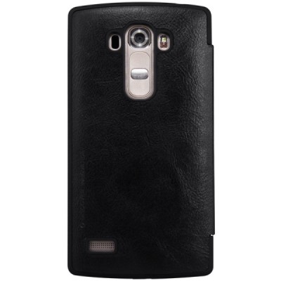 Prabangus „Nillkin“ Qin serijos juodas odinis atverčiamas LG G4s Beat (H735) dėklas / Priedai.lt