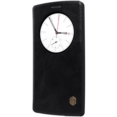 Prabangus „Nillkin“ Qin serijos juodas odinis atverčiamas LG G4s Beat (H735) dėklas / Priedai.lt