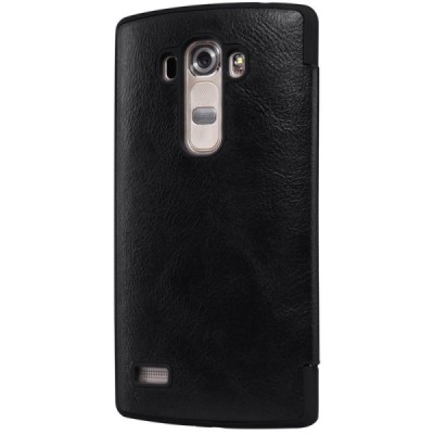 Prabangus „Nillkin“ Qin serijos juodas odinis atverčiamas LG G4s Beat (H735) dėklas / Priedai.lt