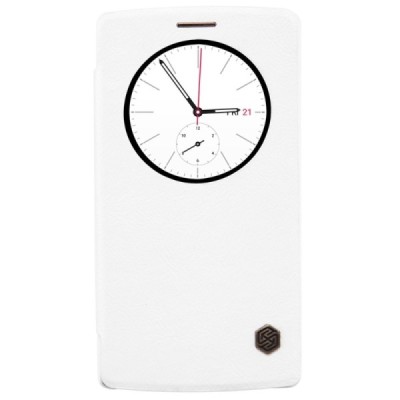 Greznais „Nillkin“ Qin sērijas ādas atvērams balts LG G4s Beat (H735) maciņš / Vacins.lv
