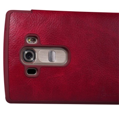 Greznais „Nillkin“ Qin sērijas ādas atvērams sarkans LG G4s Beat (H735) maciņš / Vacins.lv