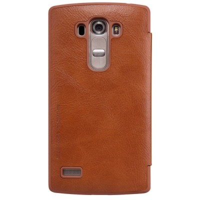 Prabangus „Nillkin“ Qin serijos rudas odinis atverčiamas LG G4s Beat (H735) dėklas / Priedai.lt