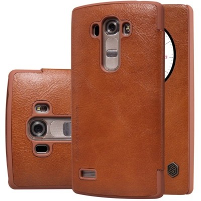 Prabangus „Nillkin“ Qin serijos rudas odinis atverčiamas LG G4s Beat (H735) dėklas / Priedai.lt