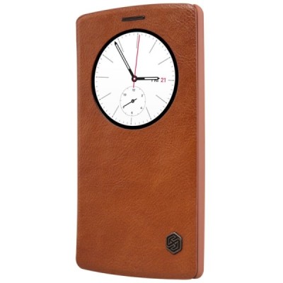 Prabangus „Nillkin“ Qin serijos rudas odinis atverčiamas LG G4s Beat (H735) dėklas / Priedai.lt