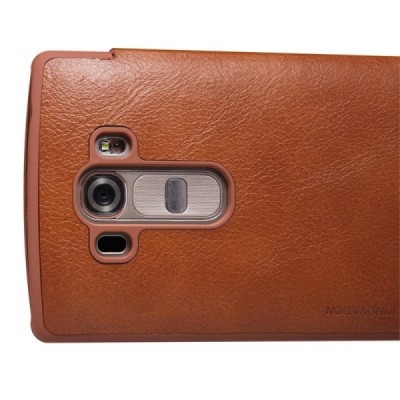 Prabangus „Nillkin“ Qin serijos rudas odinis atverčiamas LG G4s Beat (H735) dėklas / Priedai.lt