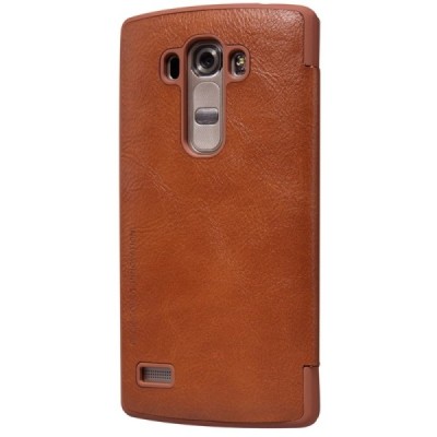 Prabangus „Nillkin“ Qin serijos rudas odinis atverčiamas LG G4s Beat (H735) dėklas / Priedai.lt