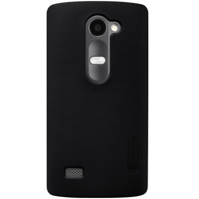 LG Leon G4 LTE (H340, H320) Nillkin Frosted Shield melns plastmasas apvalks + ekrāna aizsargplēve / Vacins.lv