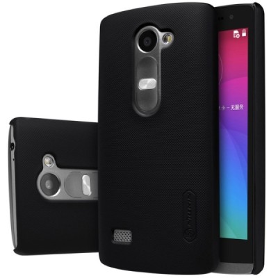 LG Leon G4 LTE (H340, H320) Nillkin Frosted Shield melns plastmasas apvalks + ekrāna aizsargplēve / Vacins.lv