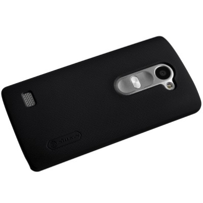 LG Leon G4 LTE (H340, H320) Nillkin Frosted Shield melns plastmasas apvalks + ekrāna aizsargplēve / Vacins.lv