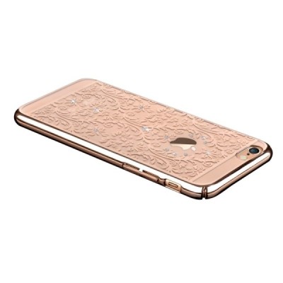 Apple iPhone 6S elegants Devia Crystal Baroque Swarovski dzidrs (caurspīdīgs) zelta plastmasas apvalks ar kristāliem / Vacins.lv