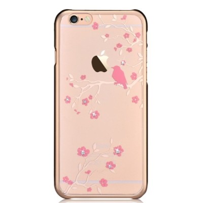Apple iPhone 6S elegants Devia Crystal Magpie Swarovski dzidrs (caurspīdīgs) zelta plastmasas apvalks ar kristāliem / Vacins.lv