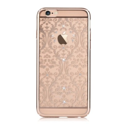Apple iPhone 6s Plus Devia Crystal Baroque Swarovski plastikinis skaidrus permatomas auksinis dėklas su kristalais / Priedai.lt
