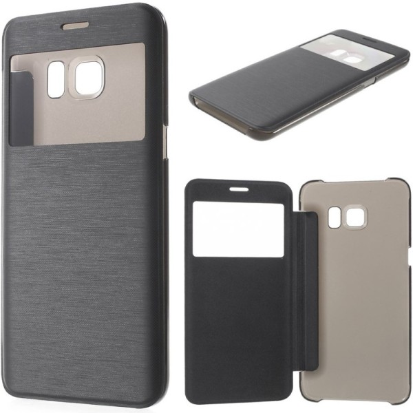 Atvēramais „View Window“ stila maciņš - melns (Galaxy S6 Edge+)