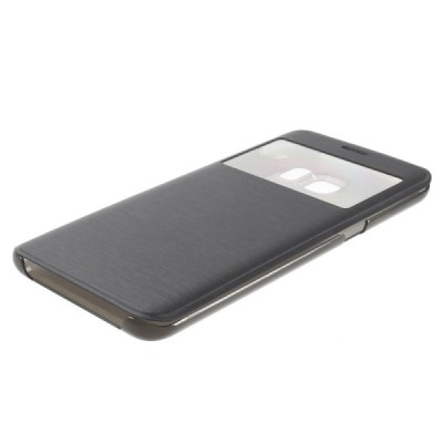 Samsung Galaxy S6 Edge+ Plus (G928) View Window atvēramais melns maciņš / Vacins.lv