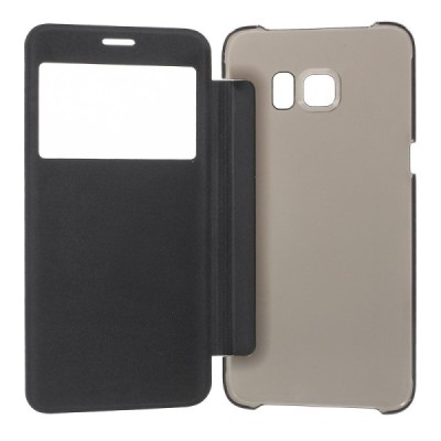 Samsung Galaxy S6 Edge+ Plus (G928) View Window atvēramais melns maciņš / Vacins.lv