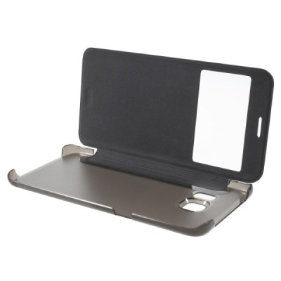 Samsung Galaxy S6 Edge+ Plus (G928) View Window atvēramais melns maciņš / Vacins.lv