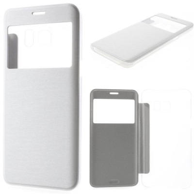 Samsung Galaxy S6 Edge+ Plus (G928) View Window atverčiamas baltas dėklas - knygutė / Priedai.lt