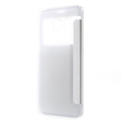 Samsung Galaxy S6 Edge+ Plus (G928) View Window atverčiamas baltas dėklas - knygutė / Priedai.lt