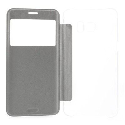 Samsung Galaxy S6 Edge+ Plus (G928) View Window atverčiamas baltas dėklas - knygutė / Priedai.lt