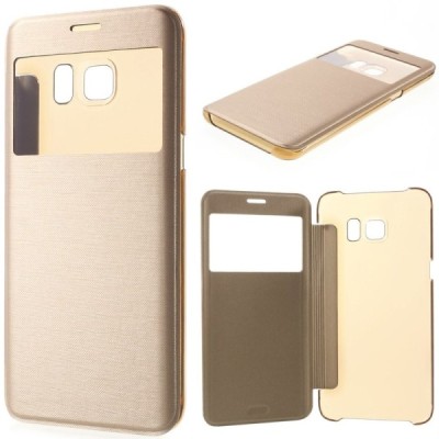 Samsung Galaxy S6 Edge+ Plus (G928) View Window atverčiamas auksinis dėklas - knygutė / Priedai.lt