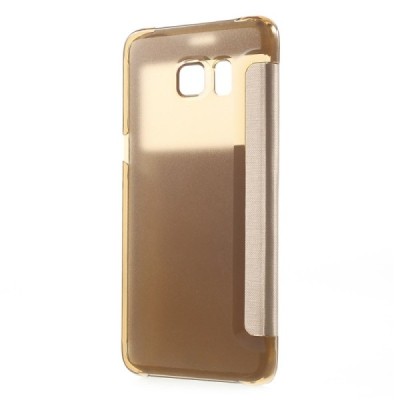 Samsung Galaxy S6 Edge+ Plus (G928) View Window atverčiamas auksinis dėklas - knygutė / Priedai.lt