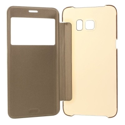Samsung Galaxy S6 Edge+ Plus (G928) View Window atverčiamas auksinis dėklas - knygutė / Priedai.lt
