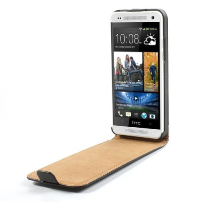 Atverčiamas HTC One mini juodas odinis dėklas / Priedai.lt