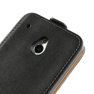 Atverčiamas HTC One mini juodas odinis dėklas / Priedai.lt