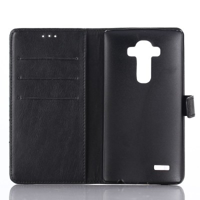 LG G4 H815 atverčiamas juodas odinis retro dėklas - piniginė / Priedai.lt