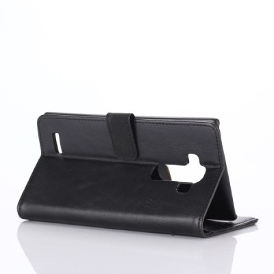 LG G4 H815 atverčiamas juodas odinis retro dėklas - piniginė / Priedai.lt