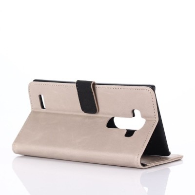 LG G4 H815 atverčiamas smėlio spalvos odinis retro dėklas - piniginė / Priedai.lt