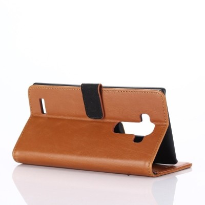 LG G4 H815 atverčiamas šviesiai rudas odinis retro dėklas - piniginė / Priedai.lt