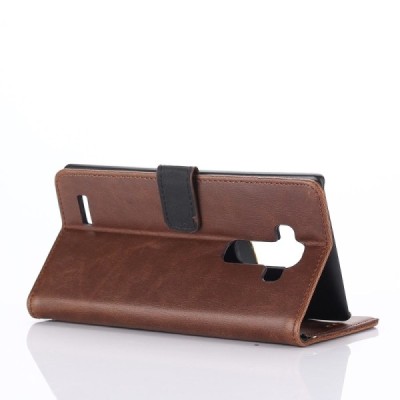 LG G4 H815 atverčiamas tamsiai rudas odinis retro dėklas - piniginė / Priedai.lt