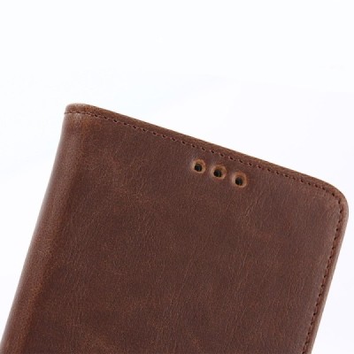 LG G4 H815 atverčiamas tamsiai rudas odinis retro dėklas - piniginė / Priedai.lt