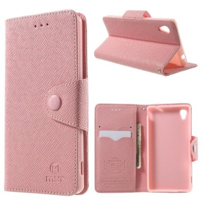 Sony Xperia M4 Aqua MLT atverčiamas šviesiai rožinis dėklas - knygutė / Priedai.lt